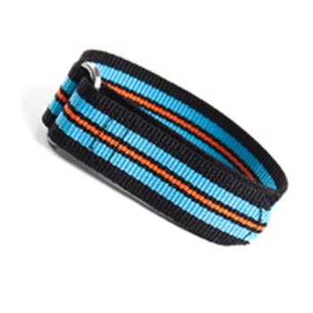 Velcro urrem i Sort, blå og orange i bredderne 18-24 mm med sølv spænde
